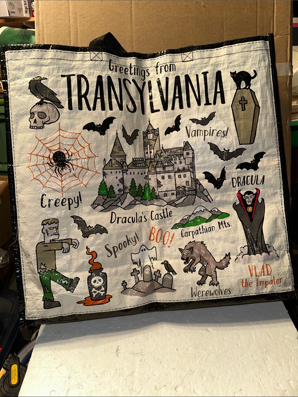 Large “Greetings From Transylvania” Halloween bag